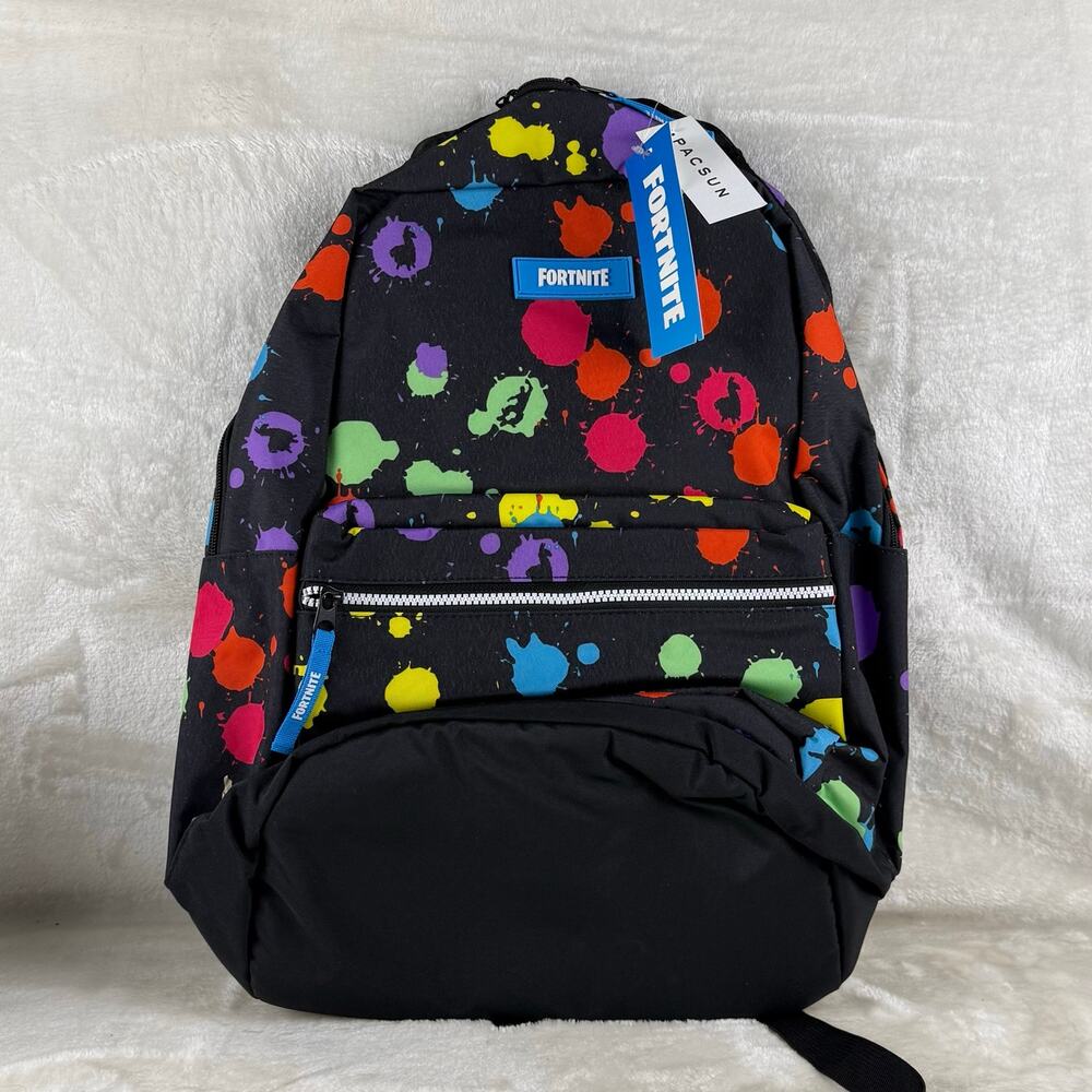 Fortnite Multiplier Kid's Backpack Black w/ Paint Splatter Battle Royale
